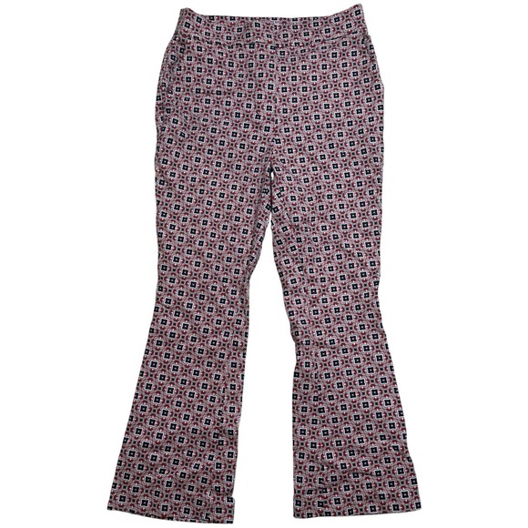 Boden Womens Pants  6R Pink Navy Blue Retro Geometric Print Flare Trousers - Picture 1 of 10